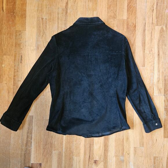 New Frontier Black Suede Western Moto Shirt Jacket‎ Size 12 Snap Front - Picture 16 of 16